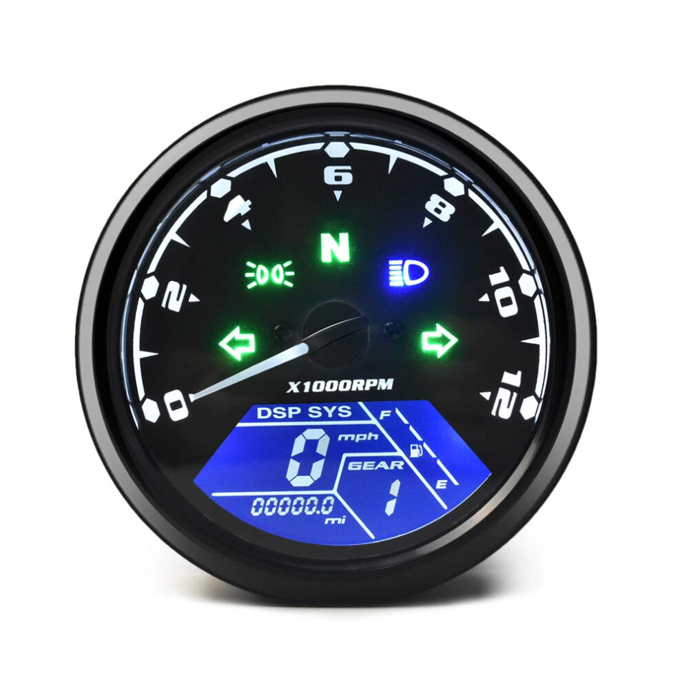 Dkmotork 0011 Digital Gauge Motorcycle Speedometer/Tachometer/Odometer 791328661522