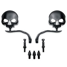 SMT-Skull Flame Svarta Sidospeglar För Harley Road King Electra Street Glide Ultra