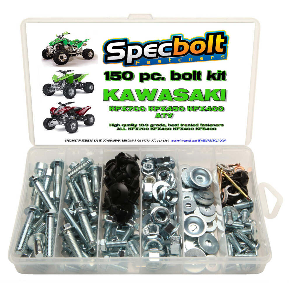 150pc Specbolt Kawasaki KFX450R KFX700 ATV Bolt Kit for Maintenance &