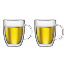 Bodum Bistro 2 Piece double wall 0.45 L 15 oz Jumbo Glass Mug Clear