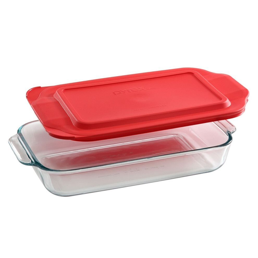 Pyrex Basics 2-qt Oblong with red cover