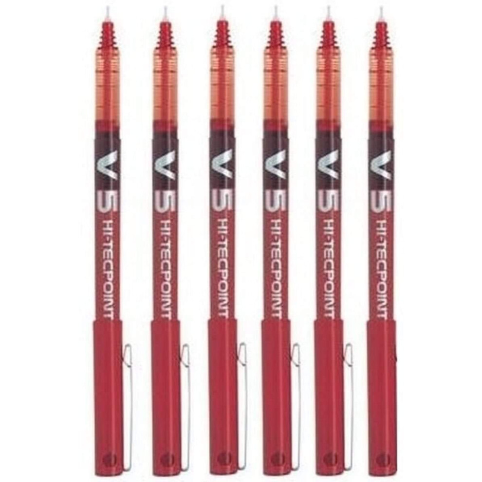 Pilot Bx V5 Red Hi-Tecpoint Extra Fine Rollerball Pen 0.5Mm Nib Tip 0.