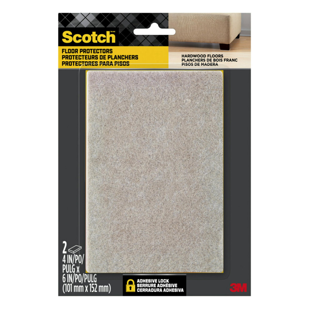 Scotch Felt Pads Beige  2 Large Pads 4 x 6 in  Felt Furniture Pads for