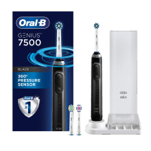 Spazzolino Elettrico Oral-B 7500 con Testine di Ricambio e Custodia, Nero
