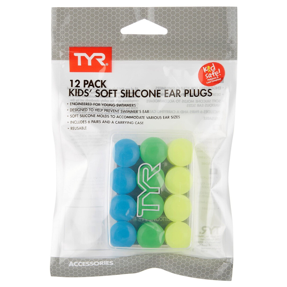 TYR Kids Soft Silicone Ear Plugs - 12 Pack