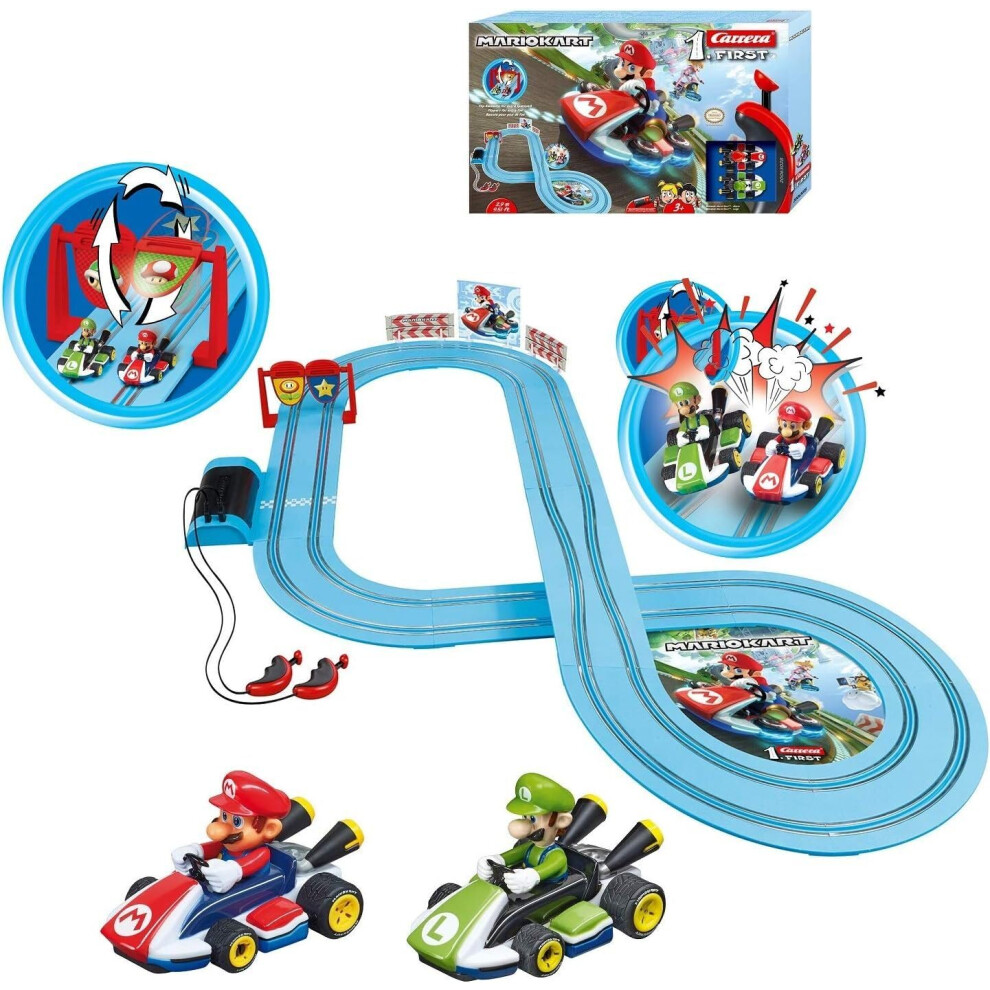 Carrera First Nintendo Mario Kart Slot Car Race Track - Includes 2 Car