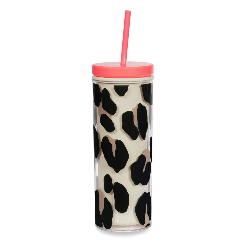 Kate Spade New York Insulated Tumbler with Reusable Straw  Leopard Pri