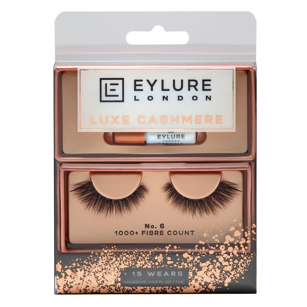 Eylure False Lashes  Luxe Cashmere No. 6 with Adhesive Included  1 Pai