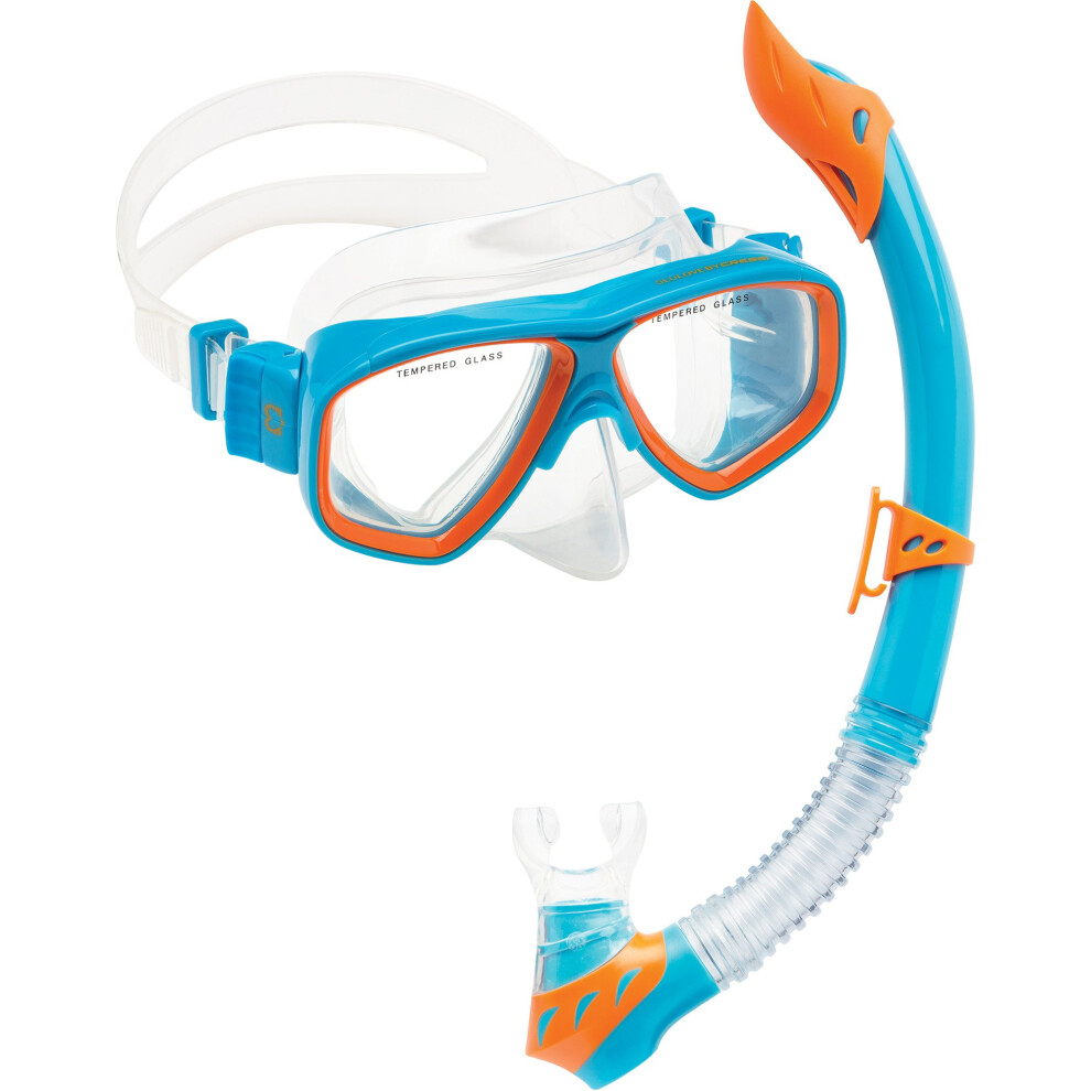 Cressi Deluxe  Kids Youth Mask Snorkel Set  Blue/Orange