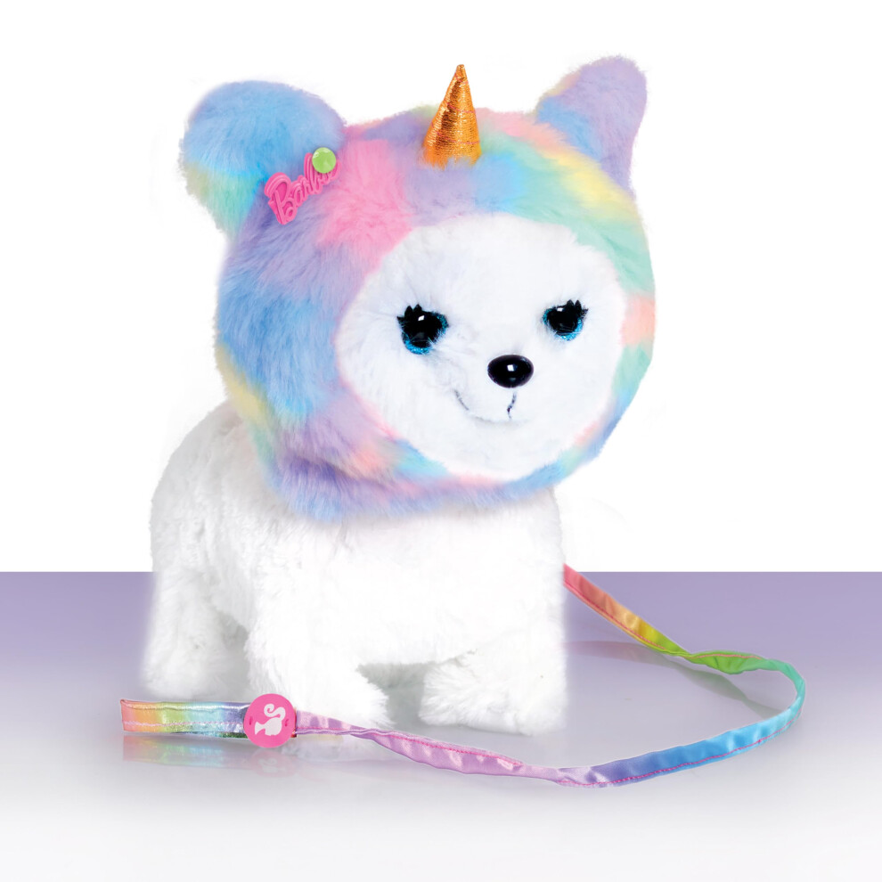 Barbie Walking 10-inch Puppy with Glittering Eyes and Unicorn Hat  Bar