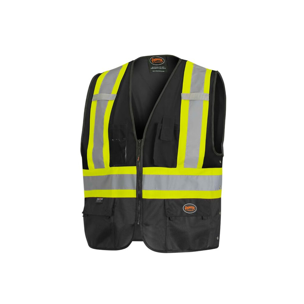 Pioneer Safety Vest for Men - Hi Vis Reflective Solid Neon  8 Pockets