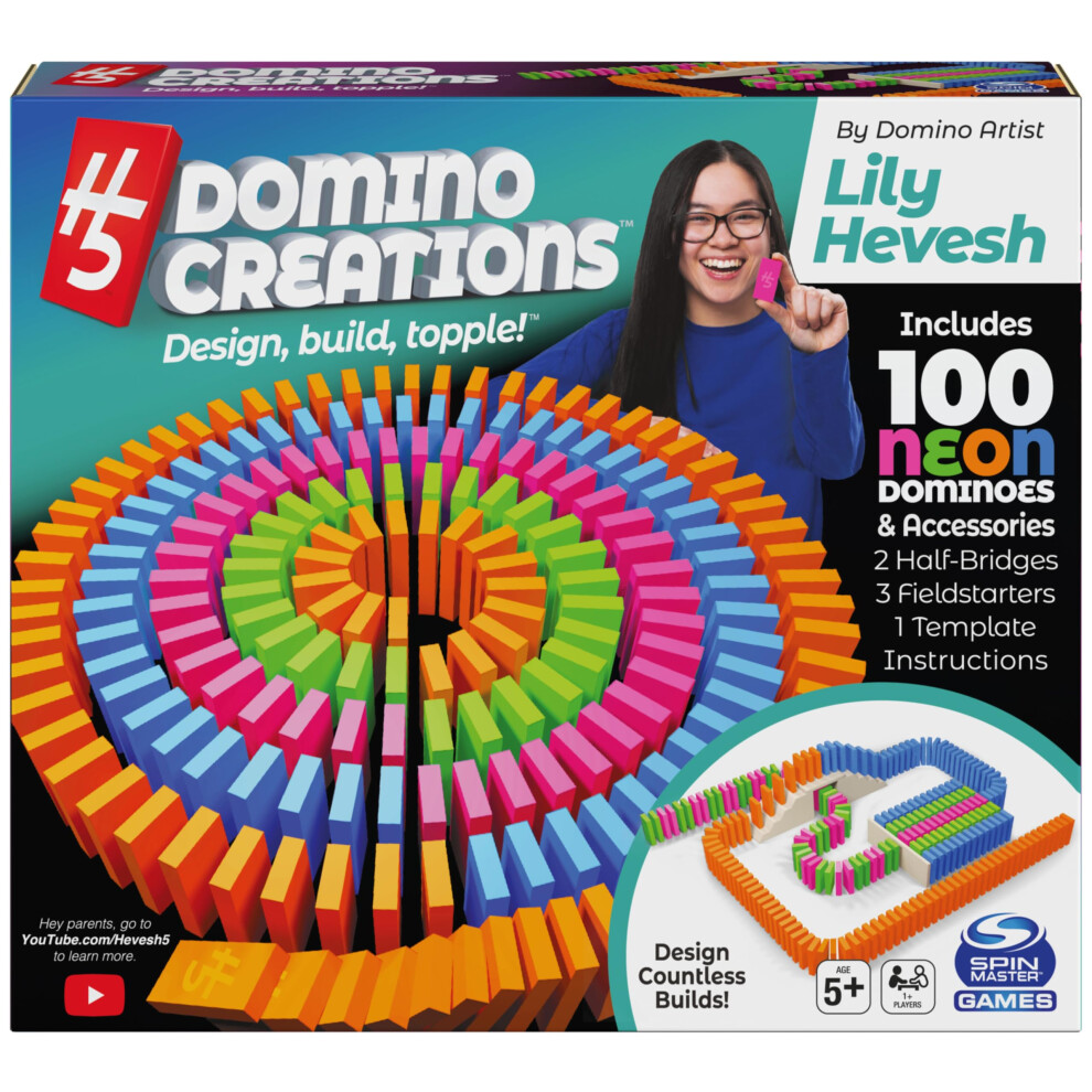 H5 Domino Creations 100-Piece Neon  Kids Games for Game Night  Buildin