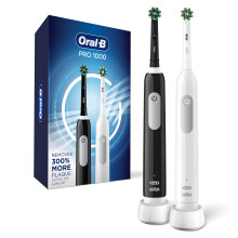 Oral-B Pro 1000 CrossAction Elektrische Zahnbürste, Schwarz und Weiß, 2 Stück