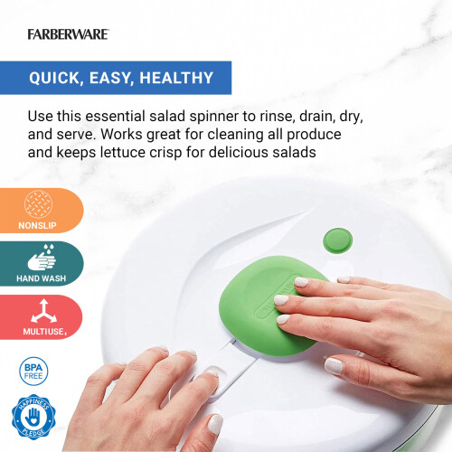 Farberware Farberware Pro Pump Salatschleuder mit Schüssel, Sieb & integriertem Abflusssystem, 6,6 l 1