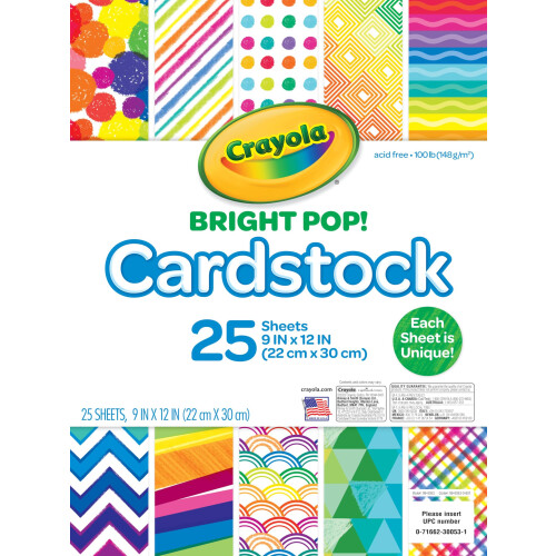 Crayola 25 Ct Heldere Pop Cardstock, Multicolor