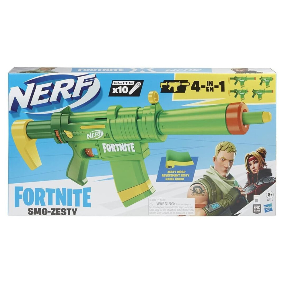 NERF Fortnite SMG-Zesty Elite Dart Blaster - Removable Stock and Barre