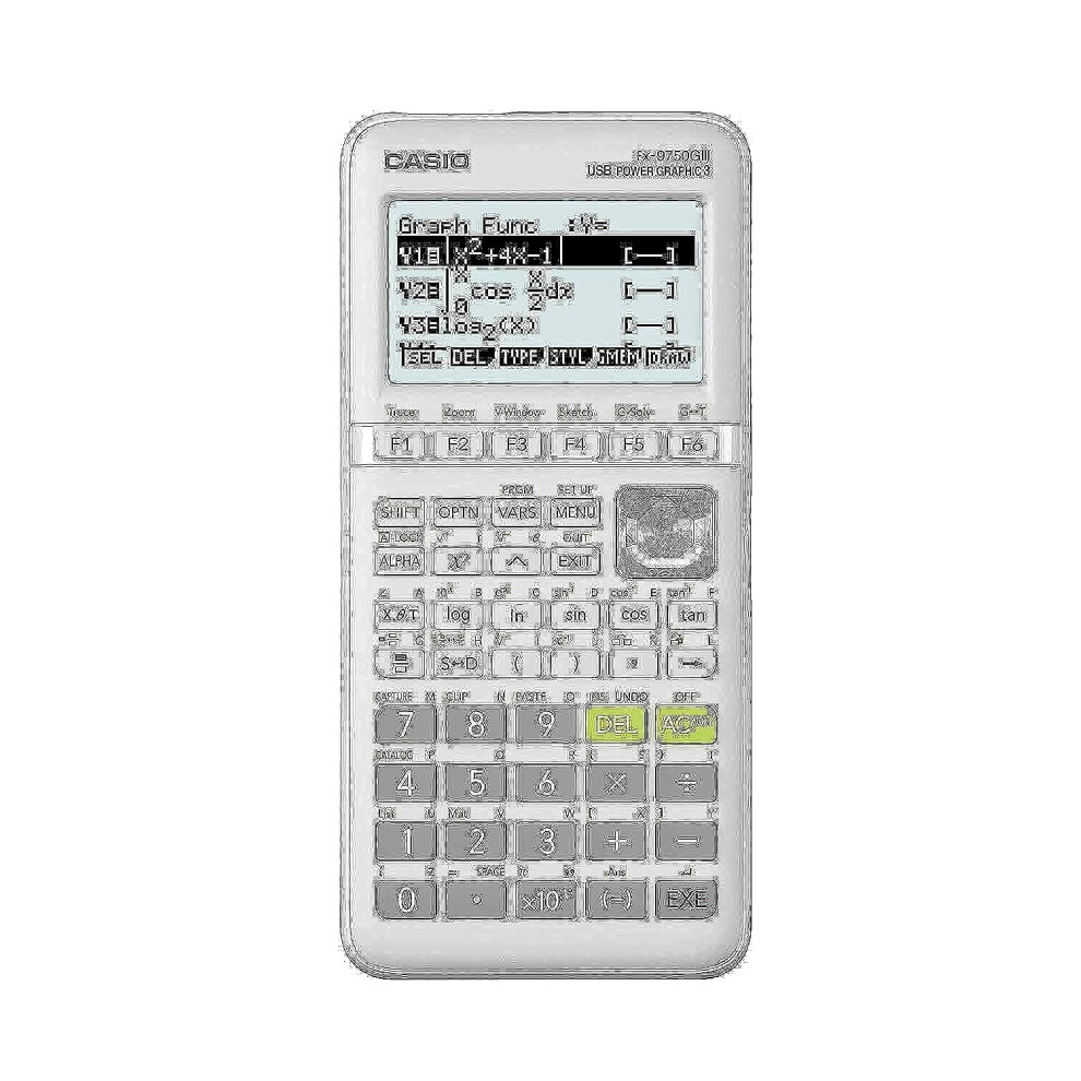 Casio fx-9750GIII White Graphing Calculator (fx-9750GIII-WE)  4 AA bat