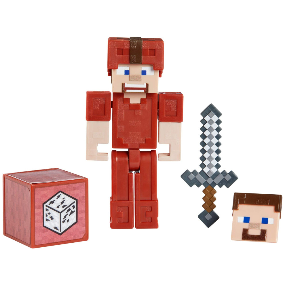 Mattel Minecraft Earth 3.25"" Steve in Red Leather Figure