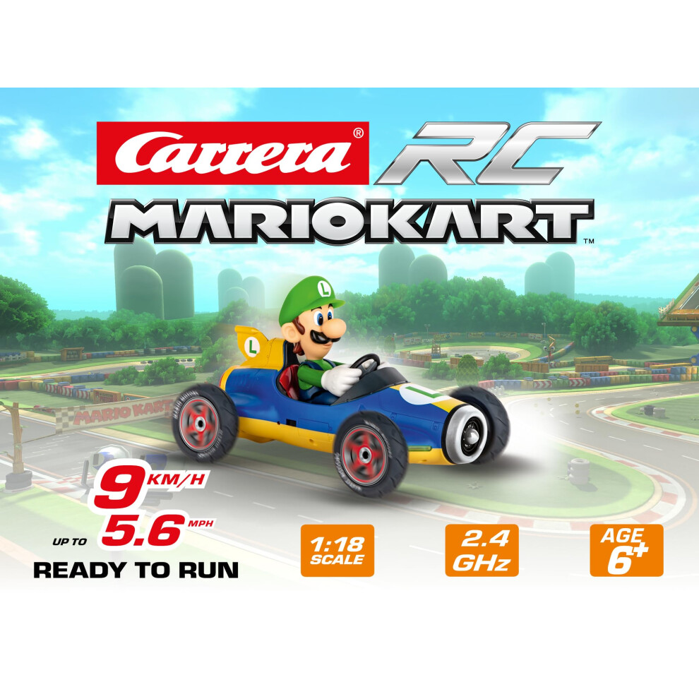 Carrera RC Official Licensed Mario Kart Mach 8 Luigi 1: 18 Scale 2.4 G