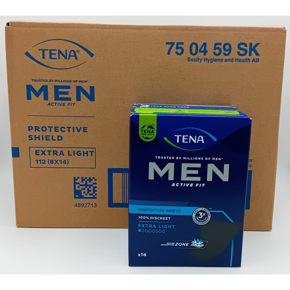 Tena Men Active Fit Extra Light - REF: 750459 case of 8 (112)