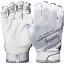 Franklin Sports Supratak Fotbollsmottagningshandskar - Vit/Krom - Ungdom Storlek