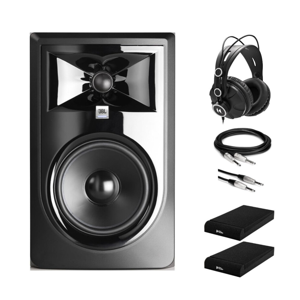 JBL 305P MKII Powered 5-Inch Two-Way Studio Monitor Bundle with Closed