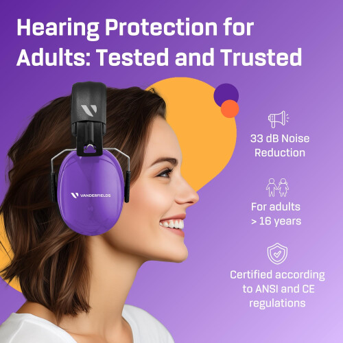 Vanderfields Hearing Protection Ear Muffs for Noise Reduction  33dB Ce 1