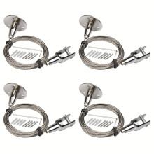 OTTFF 4 stuks 2 mm x 6,5 ft plafondbordhanger reclameglas arcylic bord display metalen klem foto LED-paneel licht hangende ophanging kabels hangers h