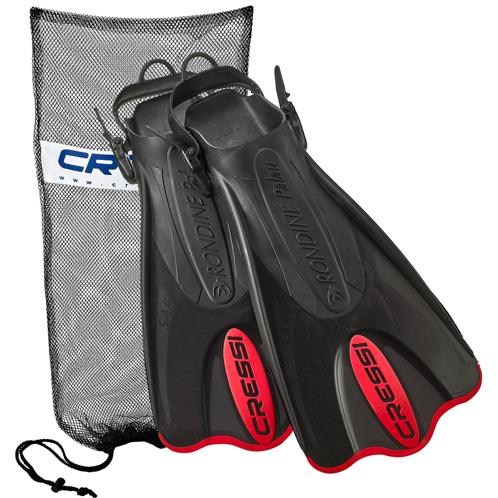 Cressi Italian Made Palau Short Snorkeling Swim Fins with Mesh Bag (Bl