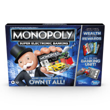 Hasbro Gaming Monopoly Super Banca Electrónica Juego de Mesa, Unidad Electrónica, Recompensas, Sin Efectivo