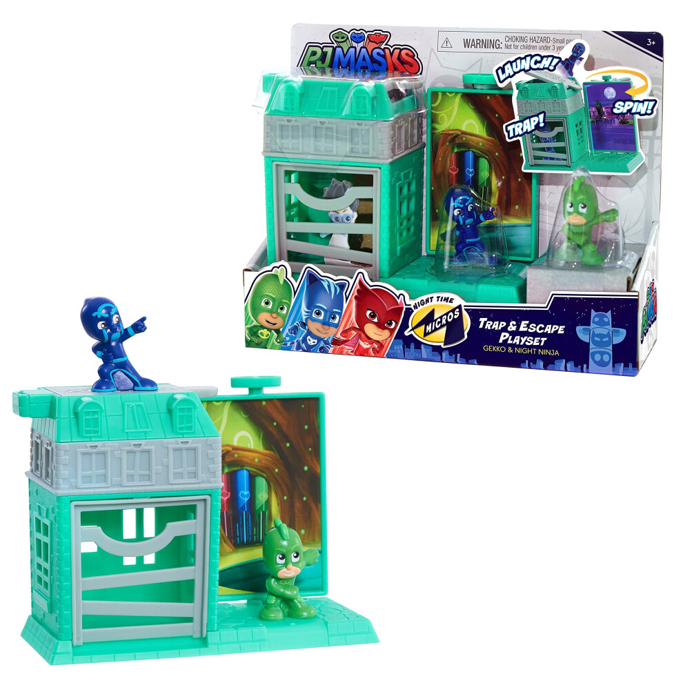 PJ Masks Nighttime Micros Trap & Escape Playset  Gekko vs. Night Ninja