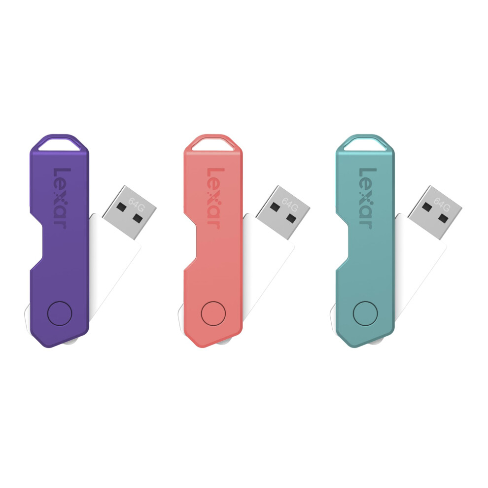 Lexar JumpDrive TwistTurn2 USB 2.0 Flash Drive  64GB  Assorted Colors