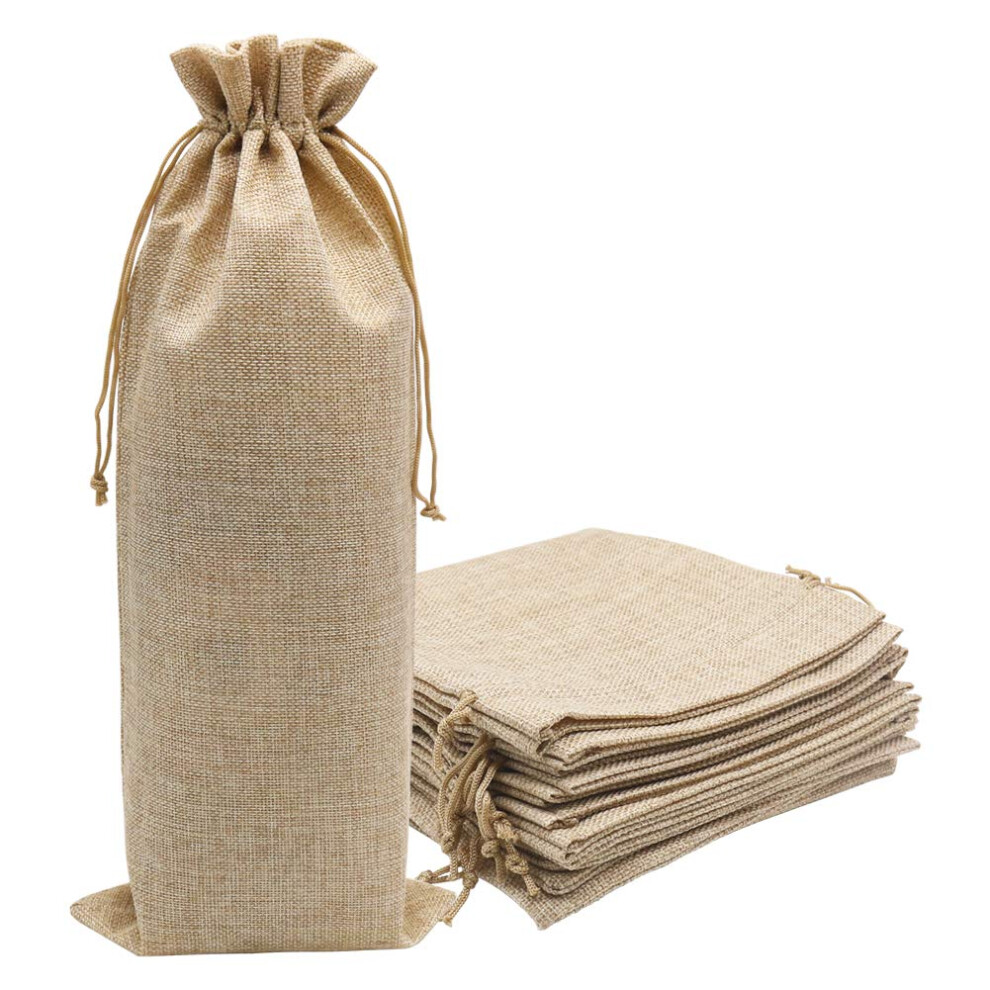 HRX Package 10pcs Burlap Wine Bags for 1.5L Magnum Bottles  Hessian Cl