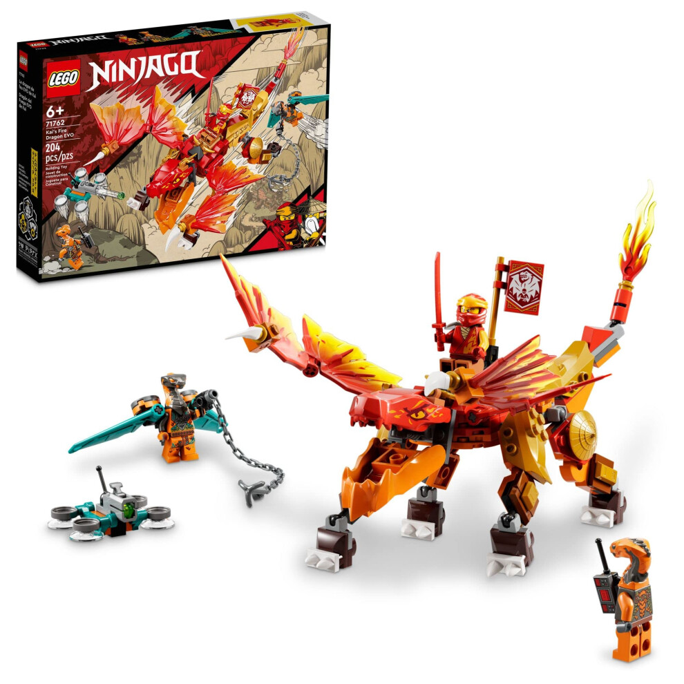 LEGO NINJAGO Kais Fire Dragon EVO Toy 71762 for Kids with Cobra & Boa