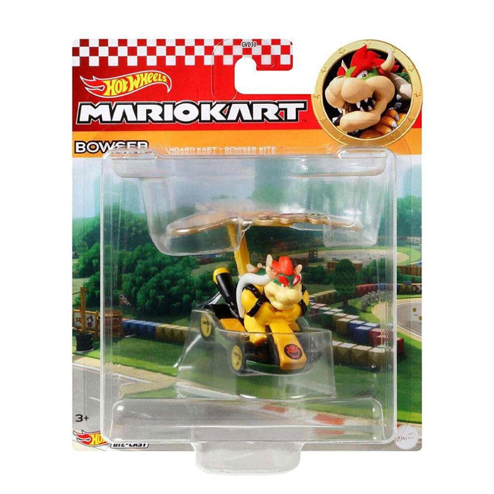 Hot Wheels 1:64 Mario Kart - Bowser in Standard Kart with Bowser Kite