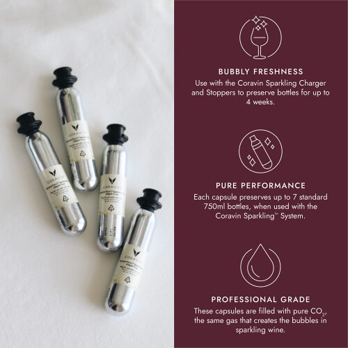 Coravin Pure Sparkling CO2 Capsules - Preserve Wine for 4 Weeks - For 1