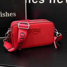 (Red) New camera bag letter shoulder crossbody women's bag portable fashion trend crossbody small square bag