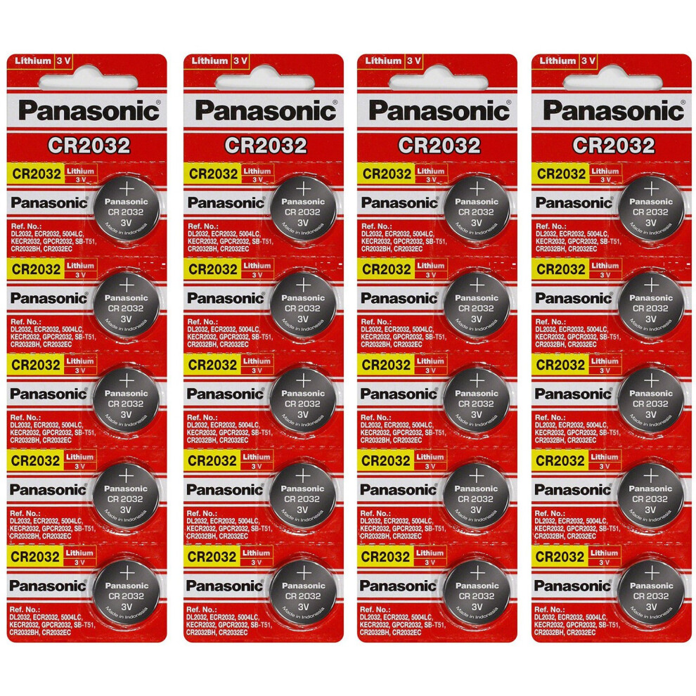 Panasonic CR2032 3 Volt Lithium Coin Battery (20 Batteries)