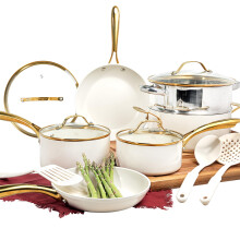 Gotham Steel 15 Pc Ceramic Pots and Pans Set Non Stick Kitchen Cookwa