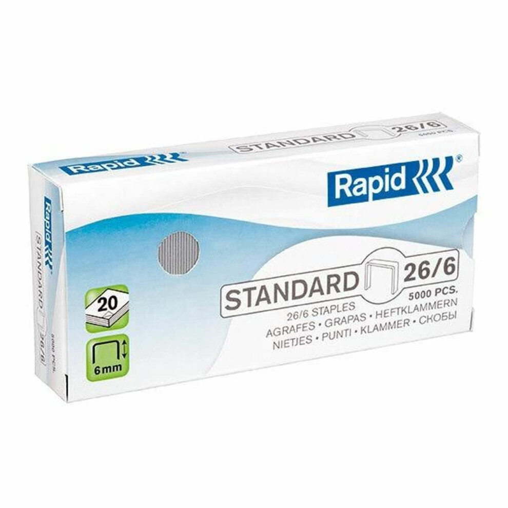 Rapid 26/6mm Standard Staples  for Stapling up to 20 Sheets  Use with