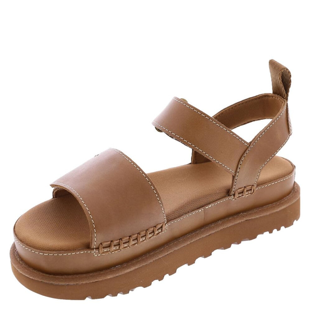 UGG Women's GOLDENSTAR Flat Sandal  TAN Leather  10