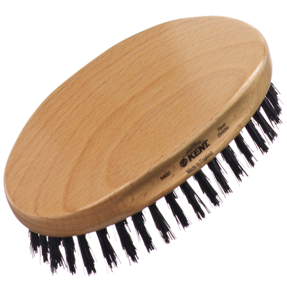 Kent MG2 Finest Men's Oval 100% Natural Beechwood Military Hair Brush