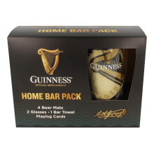 Guinness Official Home Bar Pack | Includes Pint Glasses Beer Mats Ba