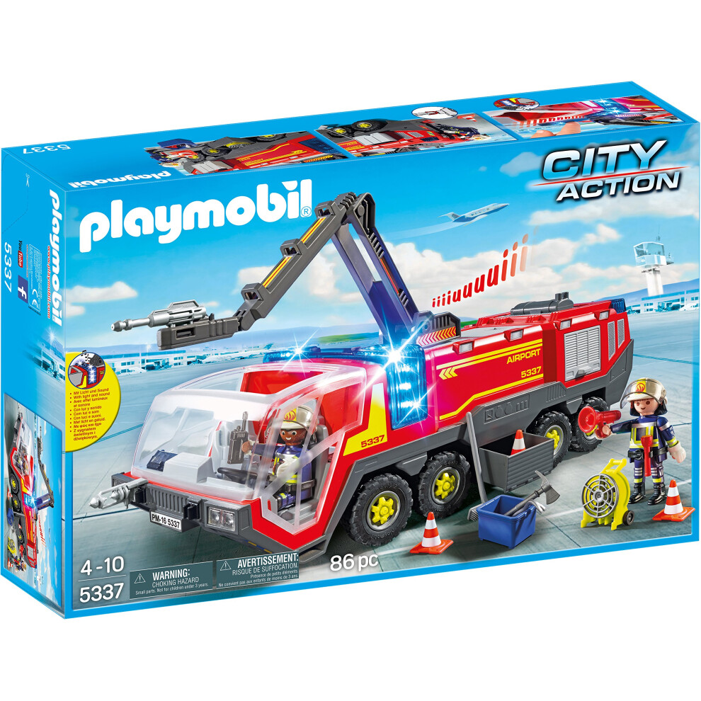 PLAYMOBIL Airport Fire Engine with Lights & Sound Building Set