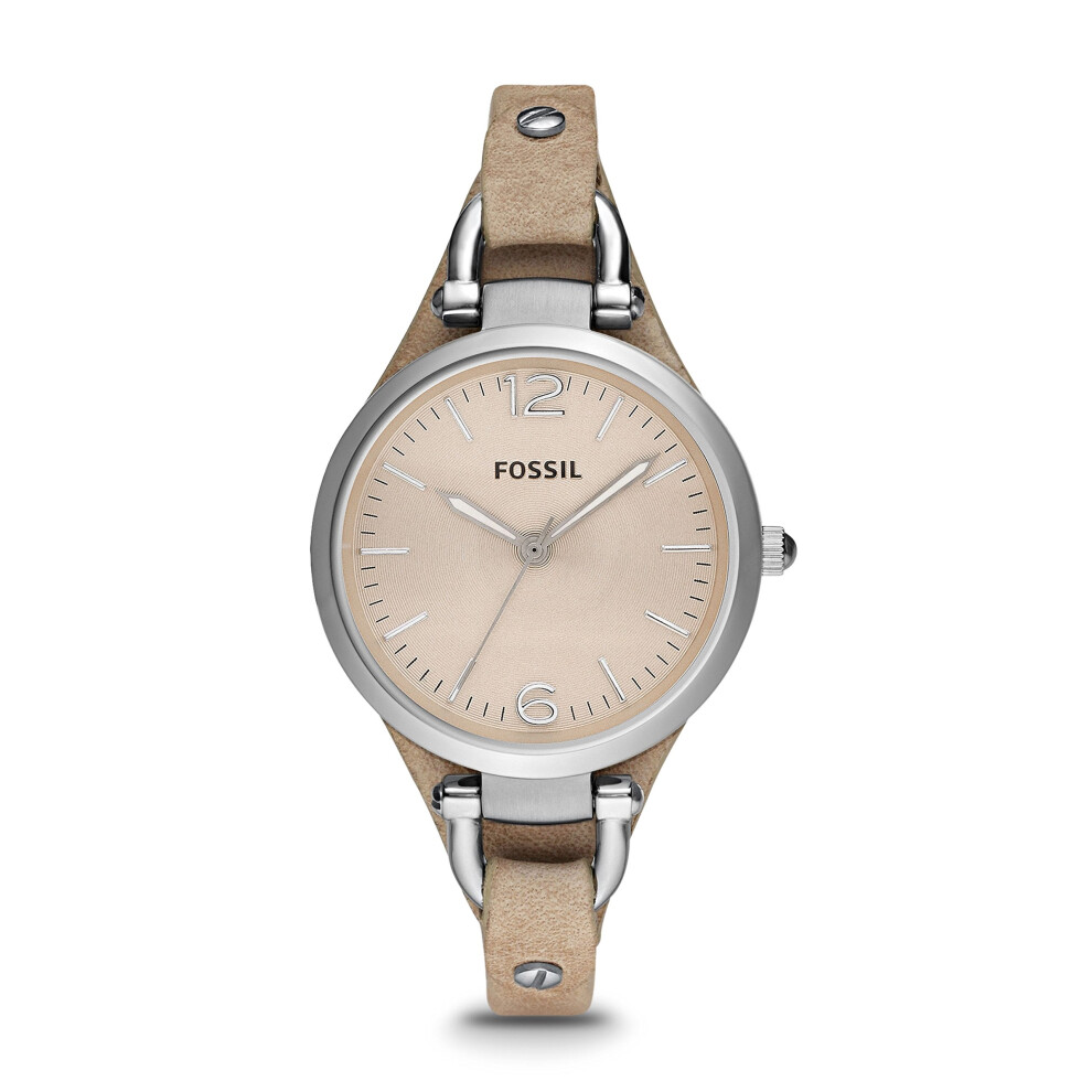 Fossil Women's Georgia Quartz Stainless Steel and Leather Three-Hand W