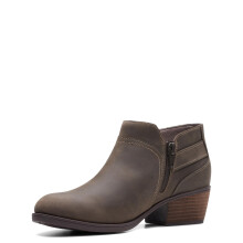 Clarks Women's Charlten Grace Ankle Boot Taupe Oily Leather 6.5 Wide