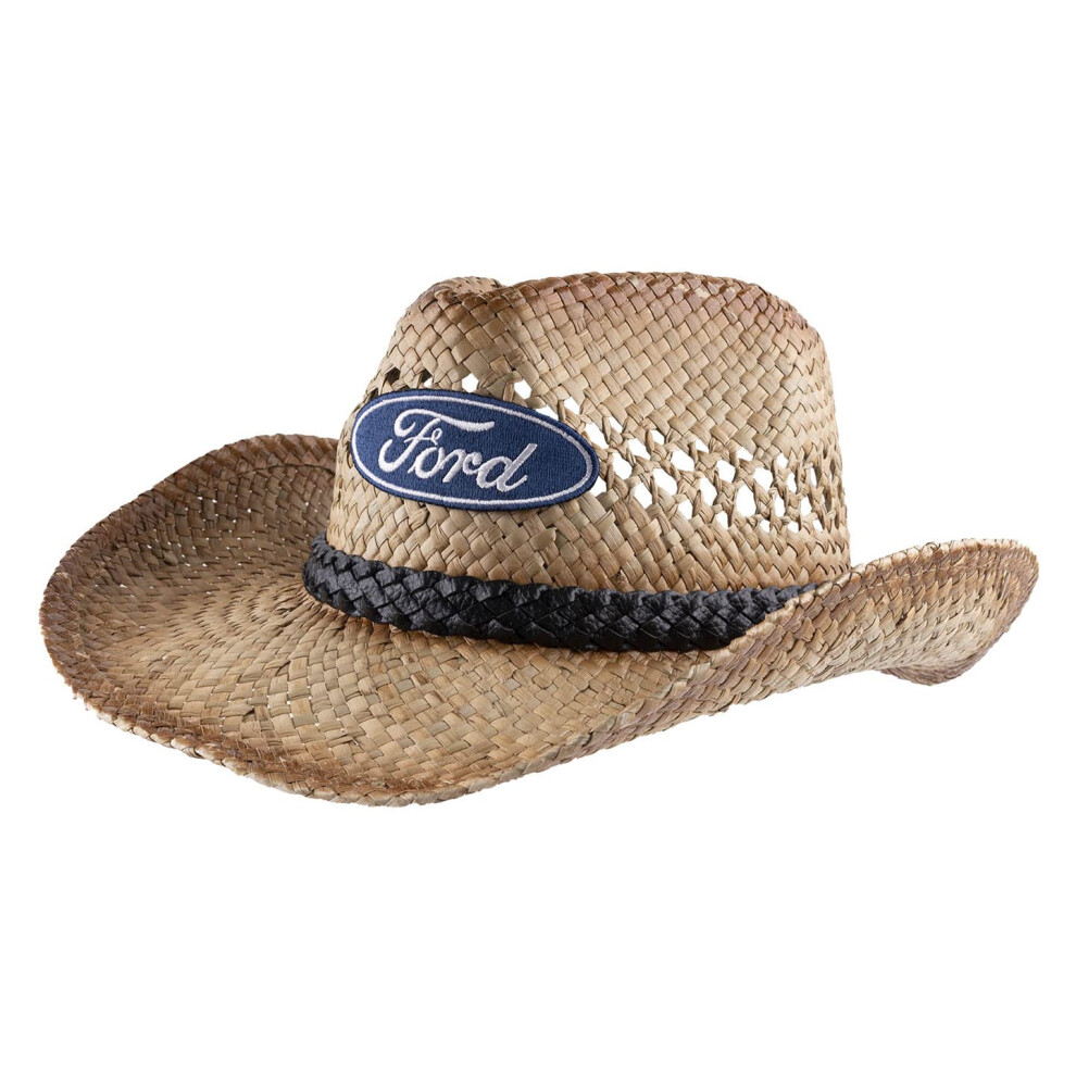 Ford Oval Straw Cowboy Hat  Brown  One Size