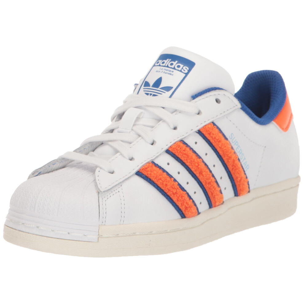 adidas Women's Superstar Sneaker  White/Orange/Team Royal Blue  8.5 Na