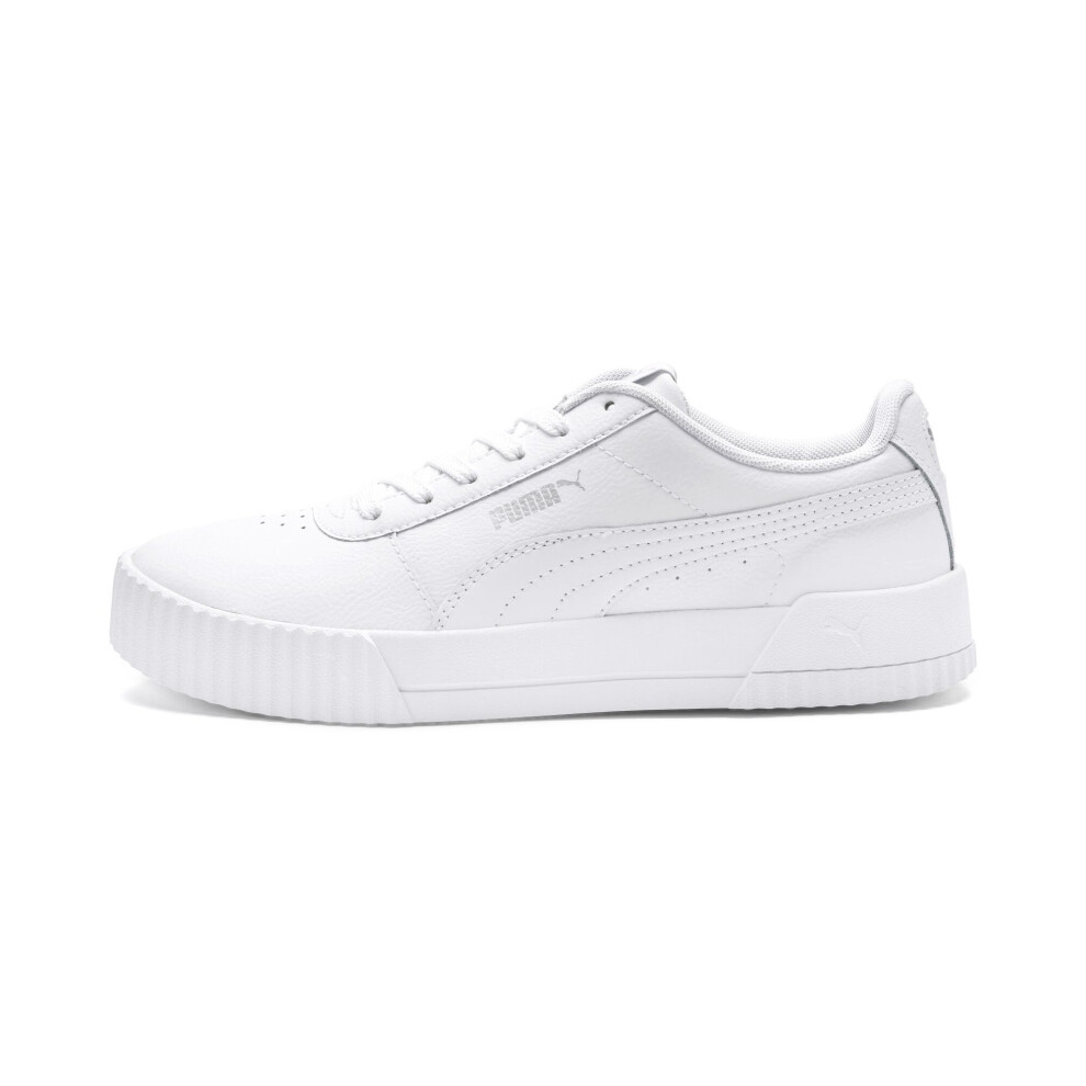 PUMA Women's CARINA L Sneaker  Puma White-Puma White-Puma Silver  8