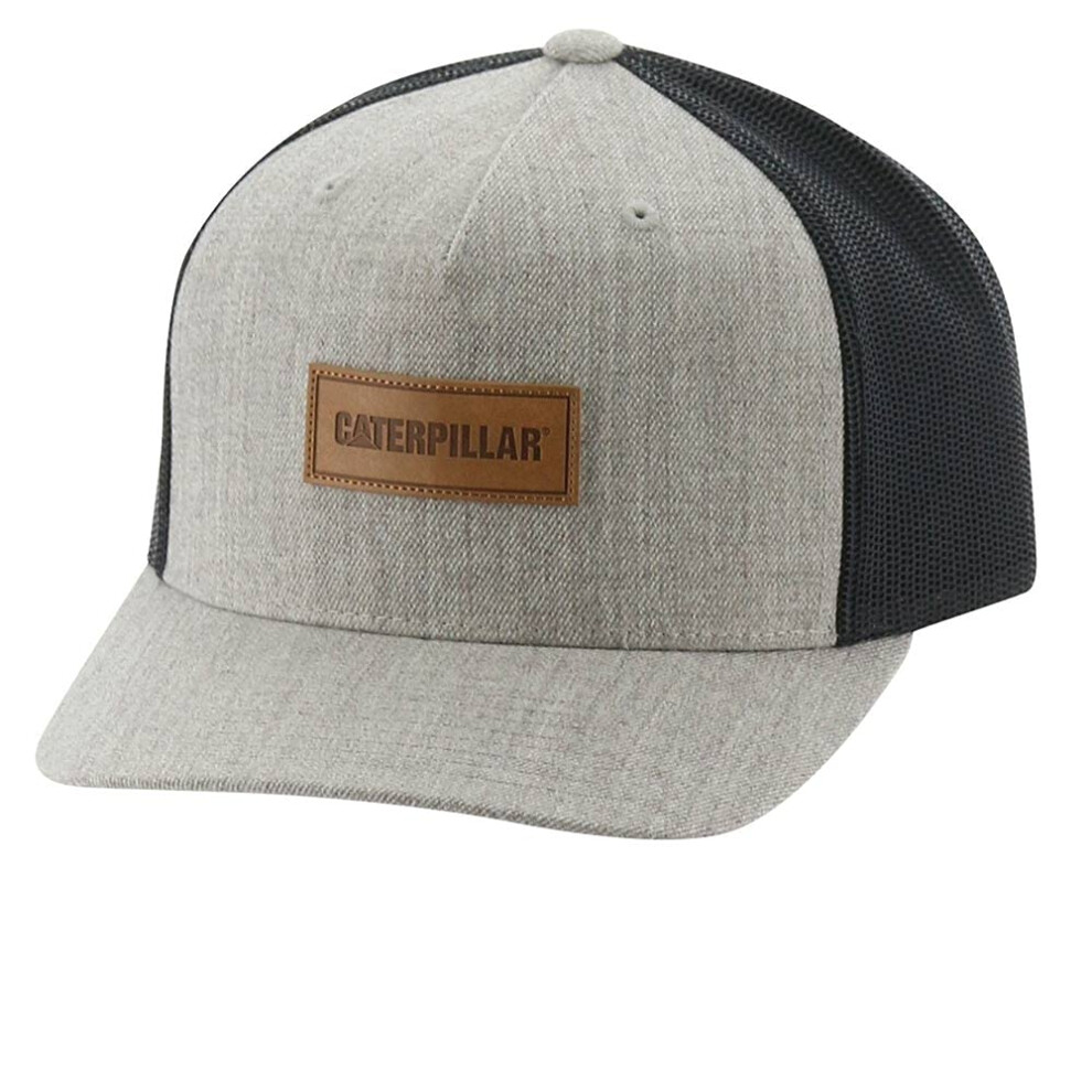 Caterpillar Men's Patch Flat Bill Cap  Light Heather Grey  One Size